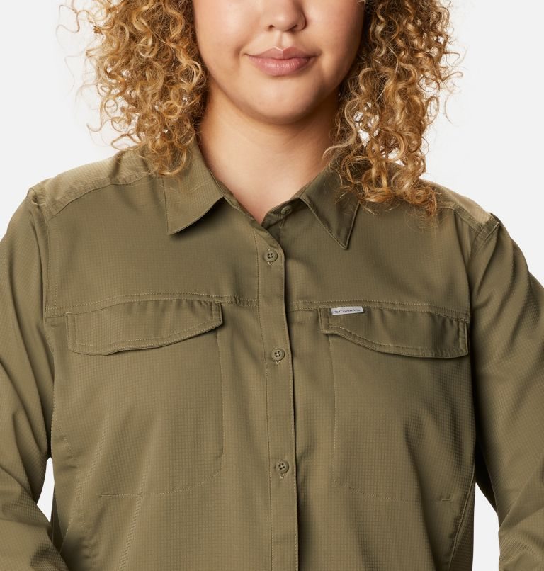 Women's Columbia Silver Ridge Lite Long Sleeve Shirts Olive | Plus Size CA-I6L18